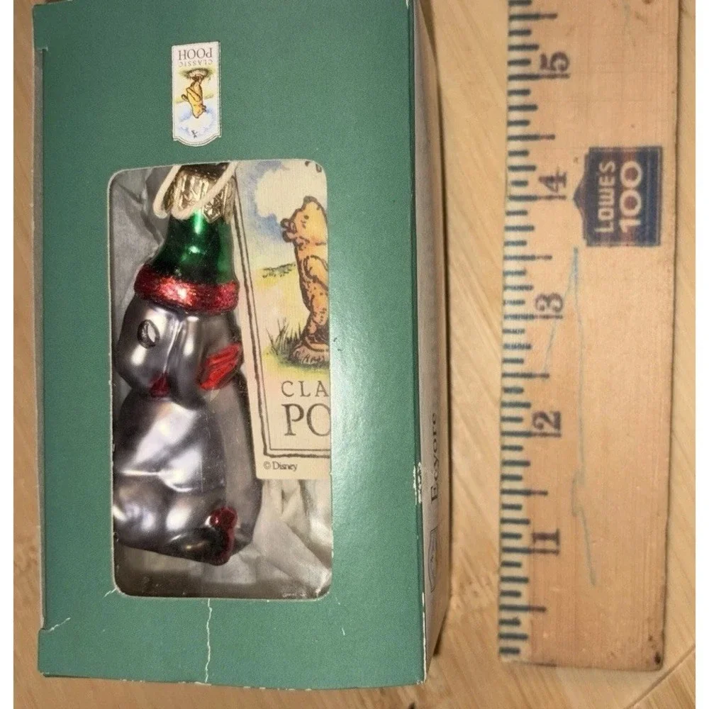 Disney  WINNIE‎ THE POOH Midwest Eeyore Blown Glass Christmas Ornament w/ Box